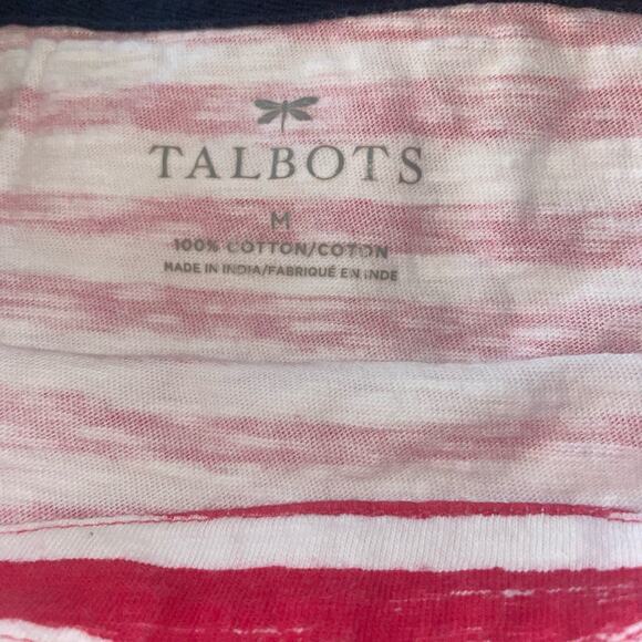 Talbots Nautical Striped Shirt Long Sleeve Red and White Whale 100% Cotton M - Picture 6 of 7